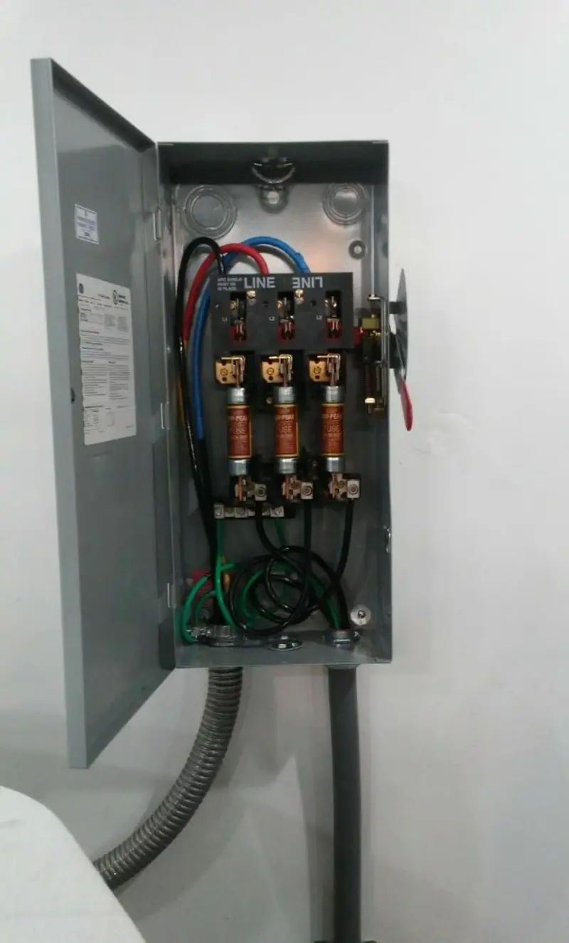 Three-phase disconnect switch installed for Electrical Wiring & Rewiring in Victor